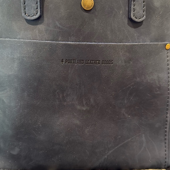 Portland Leather Mini Crossbody Tote Bag- Deep Water - Picture 5 of 7